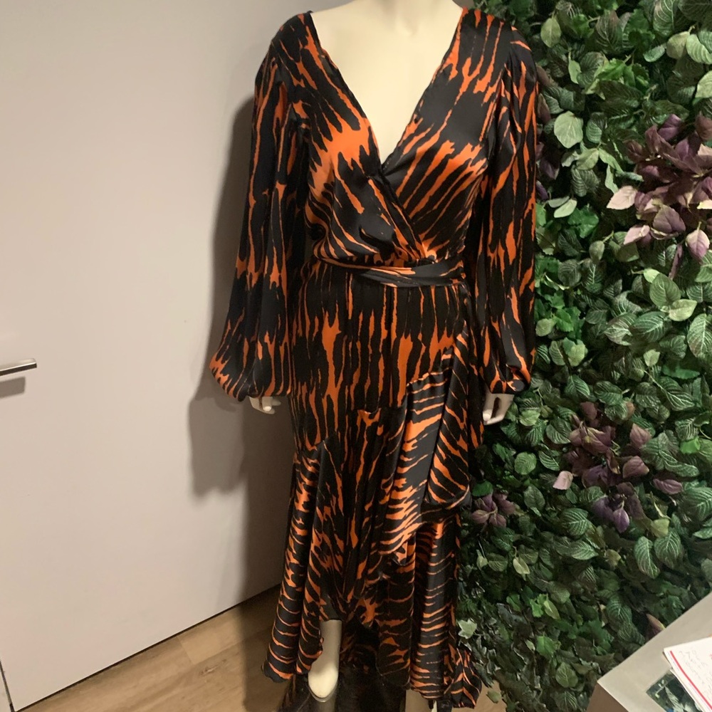 Long Orange & Black Dress